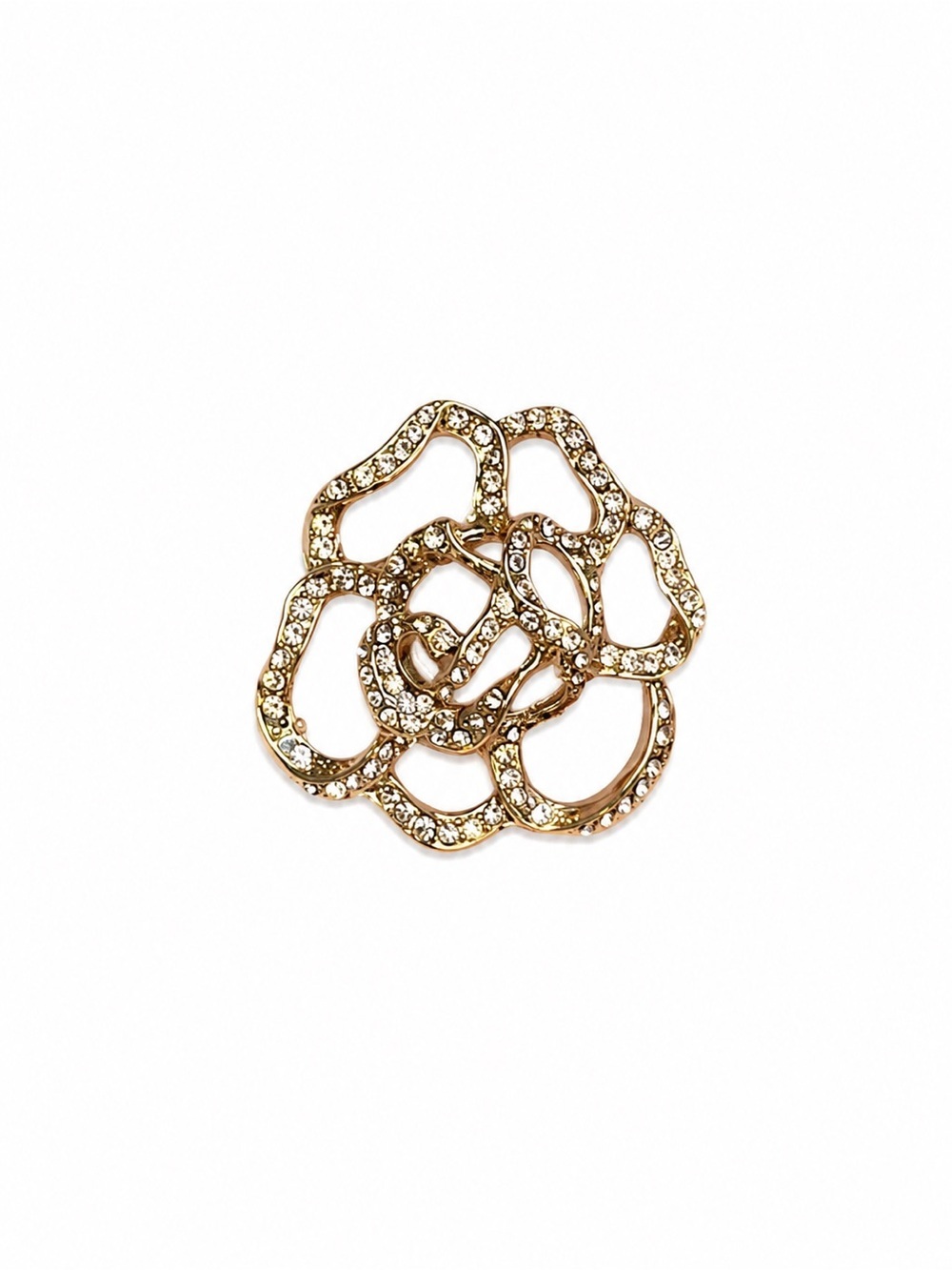 Gold brooche with rhinestones